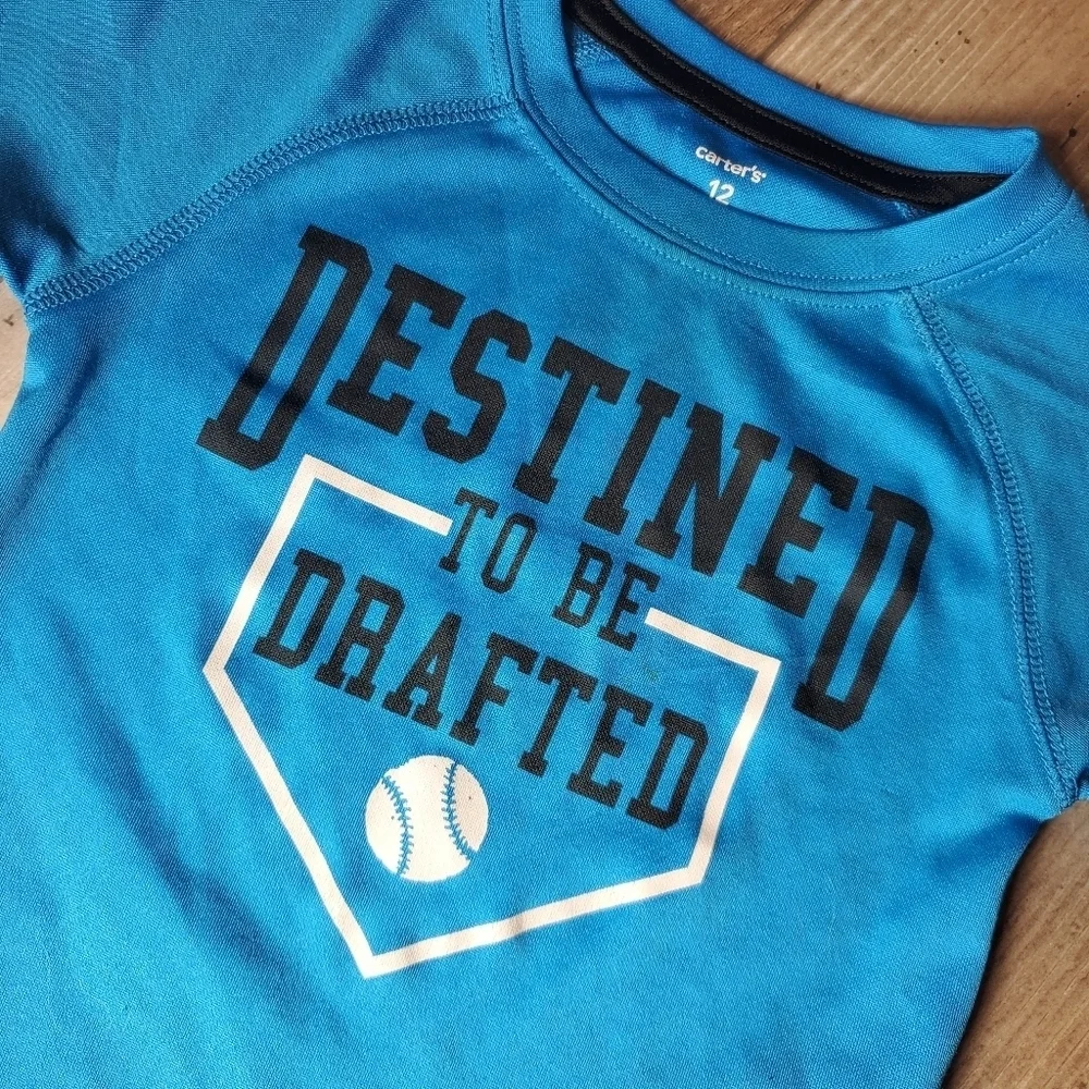 Carter's Size 12m Blue Baby Boy Baseball Athletic T-Shirt EUC